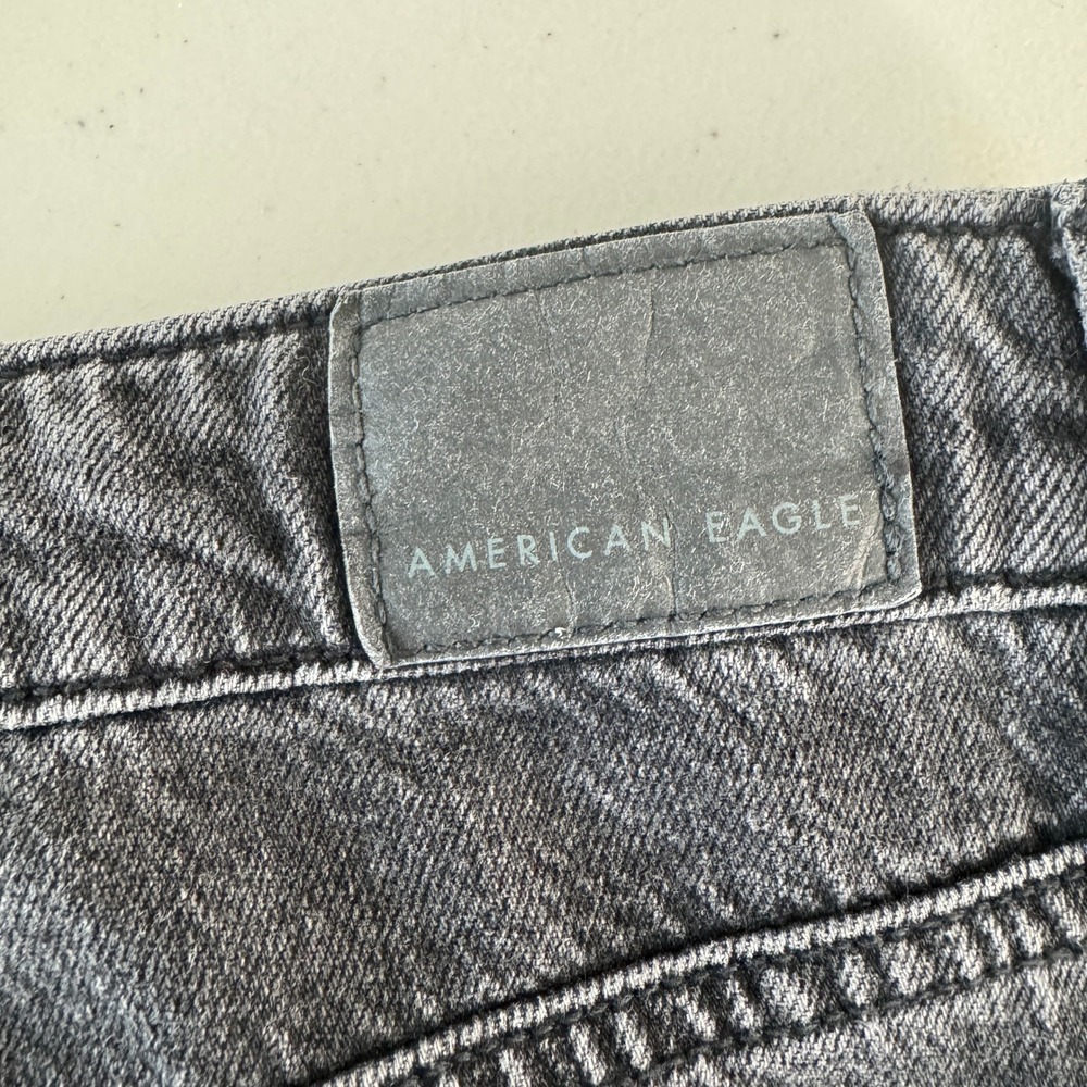 American Eagle Wide Leg Jeans 16L Grey Cotton High Rise Grunge Streetwear Indie - Picture 10 of 16